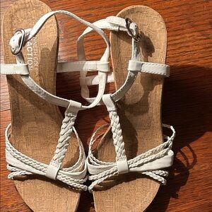 Kenneth Cole Reaction white wedge heels, size 
7 1/2.  Wedge approx 2 3/4”